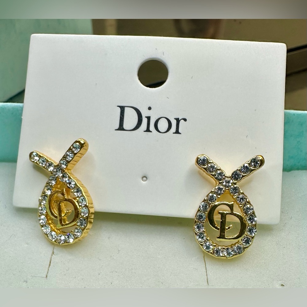 Gold Earrings with Bling